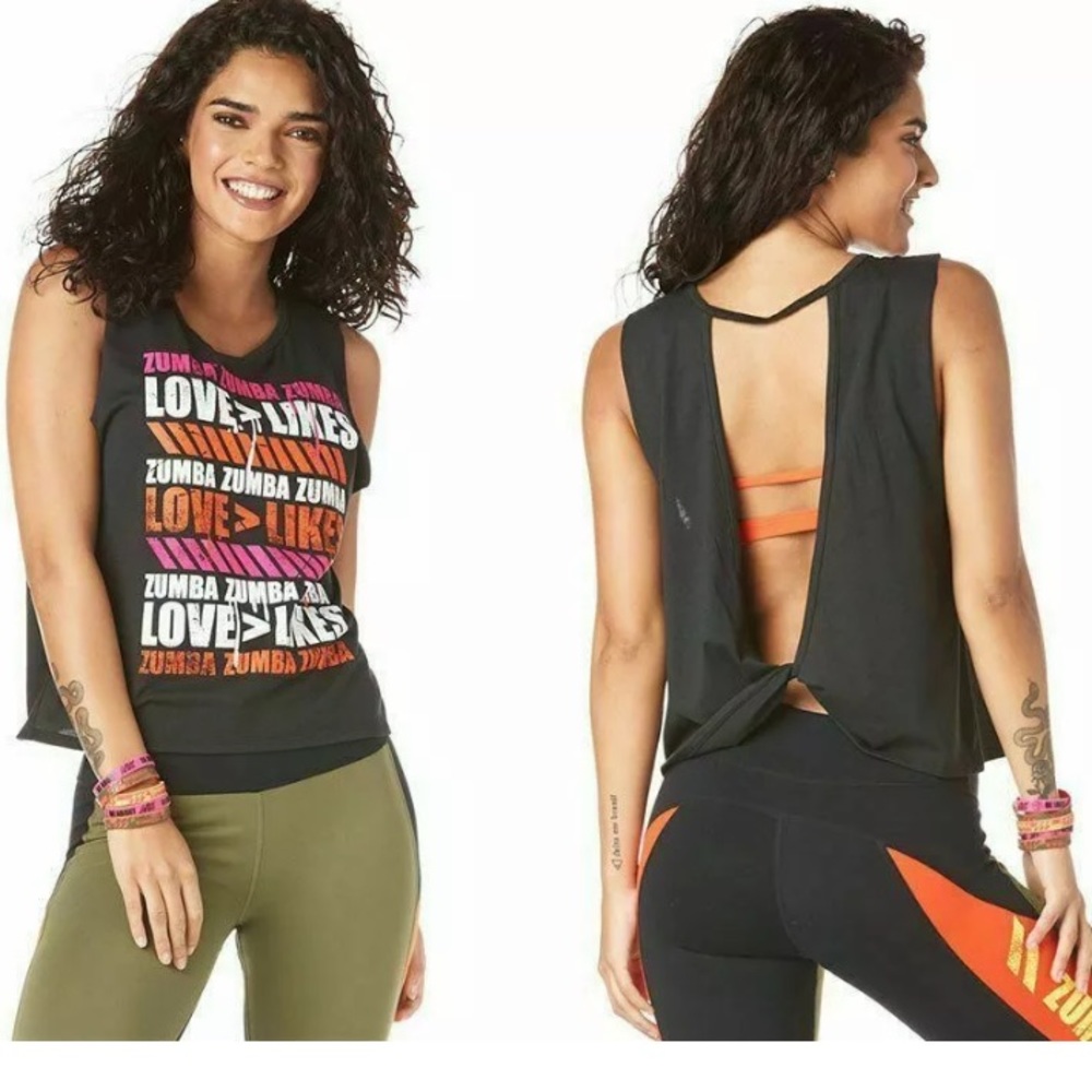 ZUMBAWEAR Love Over Likes Open Back Tank Sz L